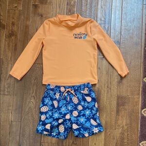Carter's Orange and Blue Rashguard Swim Set Boys 4T